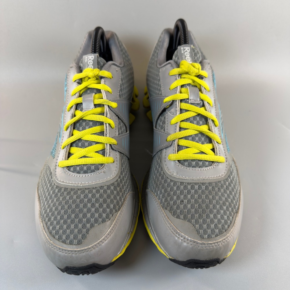 Reebok ZigTech H Strap Womens 9 Workout Shoes Gray Yellow Lace Low Train Sneaker - Picture 3 of 16